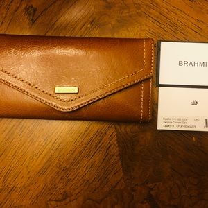 BRAHMIN Odin Collection Veronica Leather Envelope Wallet, Caramel, Never used